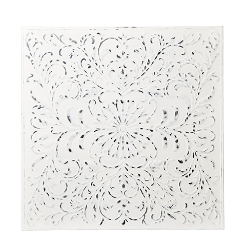 IRON PLATE TILE WHITE FLOWER - WALL PANEL, FRAMES